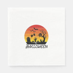 Halloween Zombie Hand Grafsteen Boom Zwarte Kat Vl Servet