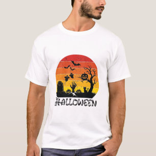 Halloween Zombie Hand Grafsteen Boom Zwarte Kat Vl T-shirt