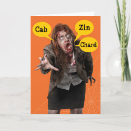 Halloween Zombie Happy Hallowine Wino Kaart