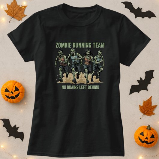 Halloween Zombie Running Team No Brains Left T-shirt