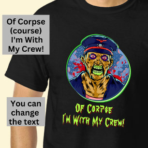 Halloween Zombie Scary Angry Ghost Captain Crew T-shirt