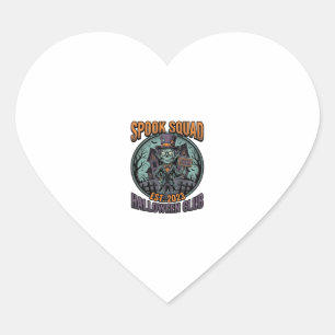 Halloween Zombie-shirt Grappige Spook Squad Gegrav Hart Sticker