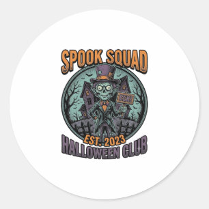 Halloween Zombie-shirt Grappige Spook Squad Gegrav Ronde Sticker