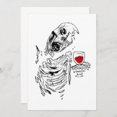 halloween zombie skelet drinkende wijn schedel kaart (Voorkant / Achterkant)