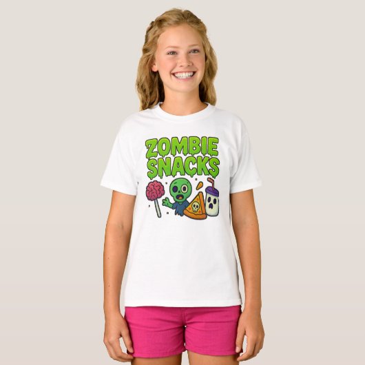 Halloween Zombie Snack Kleding Schattige Unisex T-shirt (Voorkant volledig)