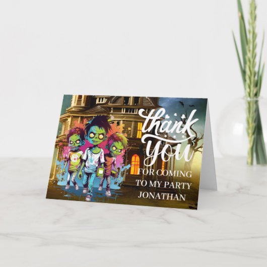 Halloween zombie-thema kinderen DANK JE WEL  Bedankkaart (Voorkant)