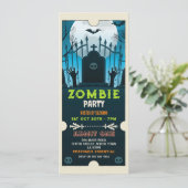 Halloween Zombie Ticket Leuke Horror Uitnodiging (Staand voorkant)