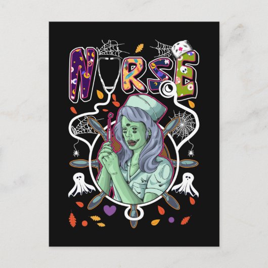 Halloween Zombie Zurse Stethoscope Medical Worker Briefkaart (Voorkant)