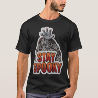 Halloween zombiehand spinnenwebben en Blij Spookac T-shirt