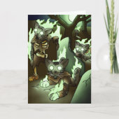 Halloween Zombiekatten Kaart (Voorkant)