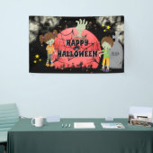 Halloween zombies graveyard red maanmonsters spandoek (Beurs)