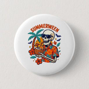 Halloween Zomer Ween Skelet Griezelige Vakantie Dr Ronde Button 5,7 Cm