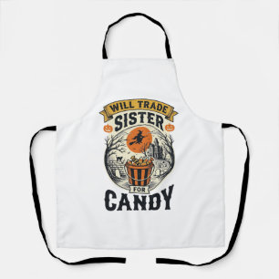 Halloween Zus Zal Handelen Voor Snoep Vintage_1 Schort
