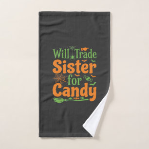 Halloween Zuster Snoep Handel Design_1 Handdoek