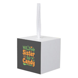 Halloween Zuster Snoep Handel Design_1 Kubus Ornament