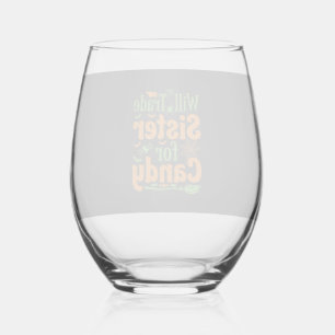 Halloween Zuster Snoep Handel Design_1 Wijnglas Zonder Voet
