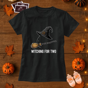 Halloween Zwangerschap Zwangere Heks voor Twee T-shirt