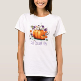 Halloween zwangerschapsaankondiging pompoen verval t-shirt