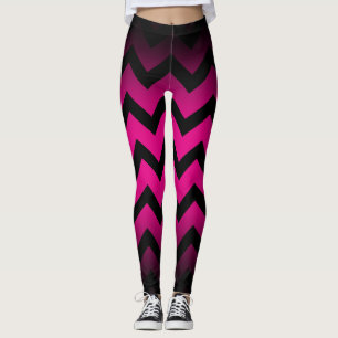 Halloween Zwart chevron strepen ombre heet roze Leggings