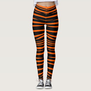Halloween Zwart en Oranje Strepen Leggings