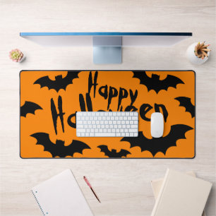 Halloween zwart en sinaasappel spooky vleermuizen  bureaumat