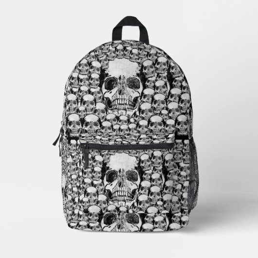 Halloween zwart en wit dode schedels eng bedrukte rugzak (Voorkant)