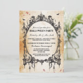 Halloween Zwart Gotisch Spin Lijst Party Invite Kaart (Staand voorkant)