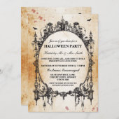 Halloween Zwart Gotisch Spin Lijst Party Invite Kaart (Voorkant / Achterkant)