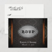 Halloween Zwart Grijs Sinaasappel Gothic RSVP Brie Uitnodiging Briefkaart (Voorkant / Achterkant)