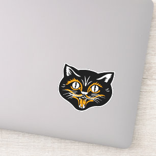 Halloween Zwart Kat Glimlachend Gezicht Sinaasapp Sticker