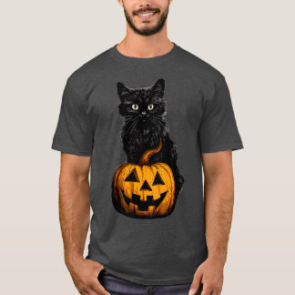 Halloween Zwart Kat Pompoen O Lantaarn T-shirt