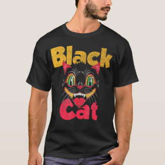 Halloween Zwart Kat Vuurwerk T-shirt