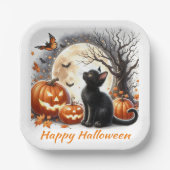Halloween zwart kitten Kinder partij papier Bord (Voorkant)