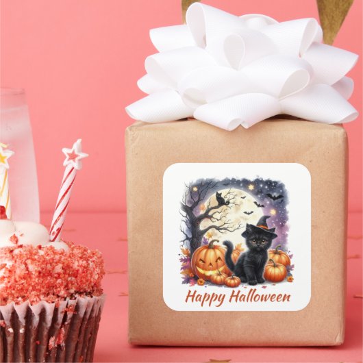 Halloween Zwart Kitten Sticker (Feest)