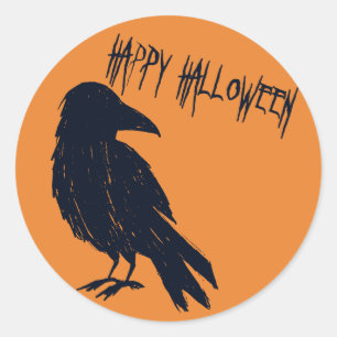 Halloween zwart kraai silhouet Sinaasappel Sticker