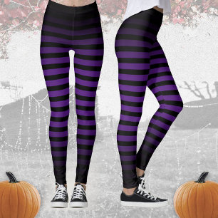 Halloween Zwart paarse verticale strepen ombre Leggings