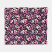 Halloween Zwart & Roze Suikerschedel Modern Fleece Deken (Voorkant (Horizontaal))