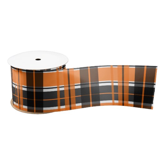 Halloween zwart Sinaasappel en wit geplakt patroon Lint (Spoel)