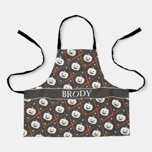 Halloween zwart Sinaasappel minimal Schort