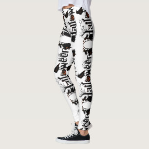 Halloween Zwart & Sinaasappel Typografie Concept D Leggings