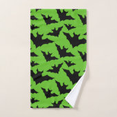 Halloween zwart vleermuizen groen cool spooky patr bad handdoek (Handdoek)