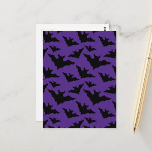 Halloween zwart vleermuizen paarse cool spooky pat briefkaart