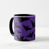 Halloween zwart vleermuizen paarse cool spooky pat mok (Voorkant links)