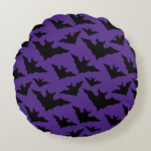 Halloween zwart vleermuizen paarse cool spooky pat rond kussen