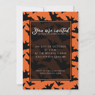 Halloween zwart vleermuizen sinaasappel cool spook kaart