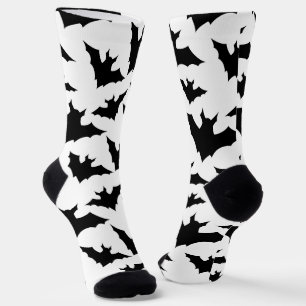 Halloween zwart vleermuizen wit cool spooky patroo sokken