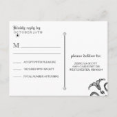 Halloween Zwart Wit Gothic Scroll RSVP Uitnodiging Briefkaart (Achterkant)