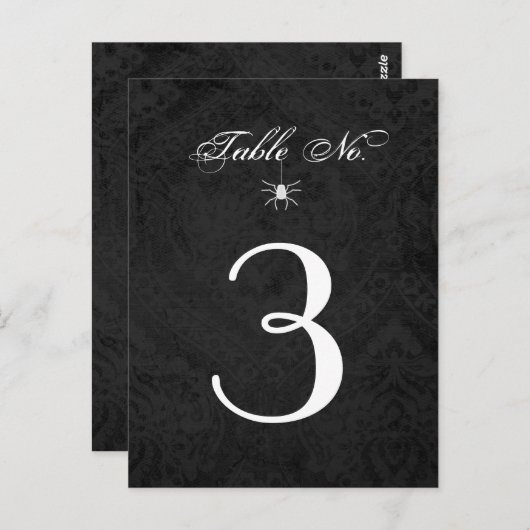 Halloween Zwart Wit Gothic Spider Tafelnummer (Voorkant / Achterkant)