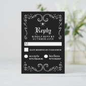 Halloween Zwart Wit Gotische Scroll 3.5x5 RSVP (Staand voorkant)