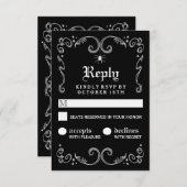 Halloween Zwart Wit Gotische Scroll 3.5x5 RSVP (Voorkant / Achterkant)